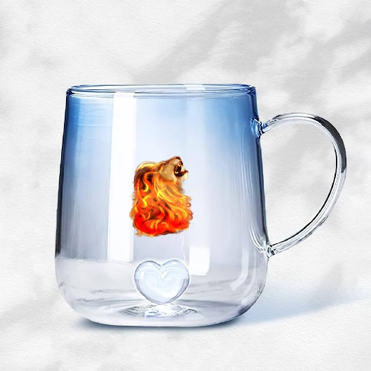 Fire Lion King Of Beasts Big Cat Animal Gift Gradient Glass Mugs
