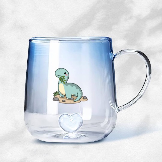 Dinosaur Adventure - Brontosaurus Gradient Glass Mugs