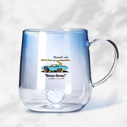 1968 Plymouth Road Runner Salt Flats Light Blue Gradient Glass Mugs
