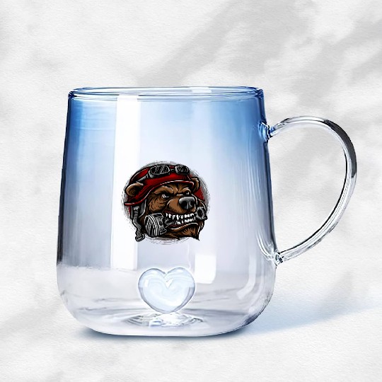 Biker bear Gradient Glass Mugs