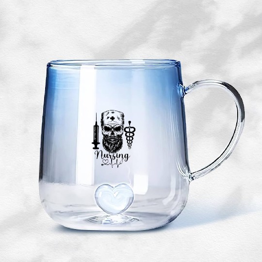 Nurse Sugar Skull Halloween Day Of The Dead Gradient Glass Mugs