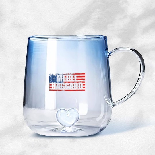 Vintage Graphic Merle Haggard On Flag Gradient Glass Mugs