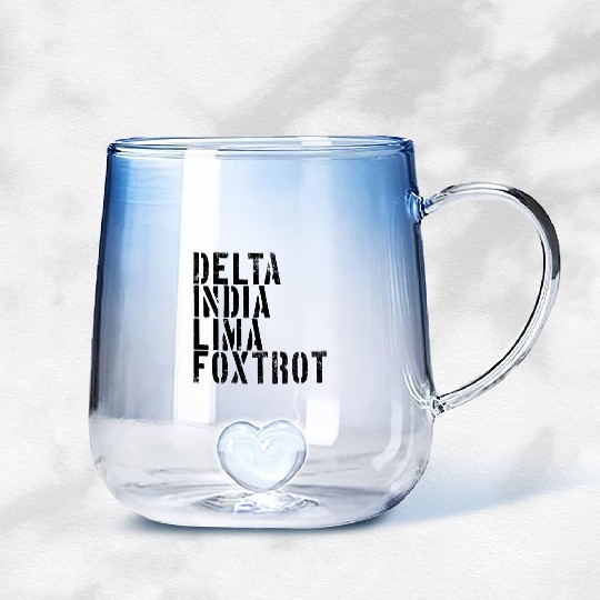 Delta India Lima Foxtrot Phonetic Hot Dad Men'svet Gradient Glass Mugs