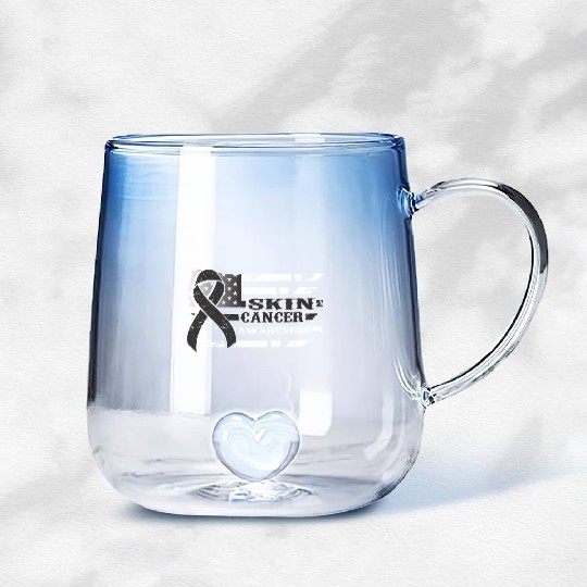 USA Flag SKIN Cancer Awareness Gradient Glass Mugs