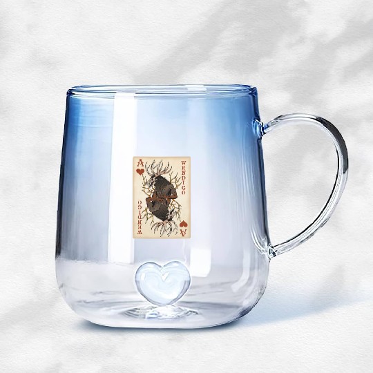 Wendigo Playing Card - Ace of Hearts Cryptid Art Gradient Glass Mugs