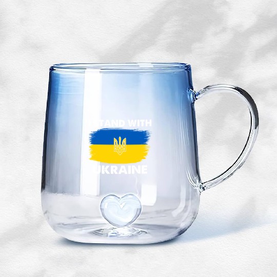 I Stand with Ukraine Ukraine Flag Gradient Glass Mugs