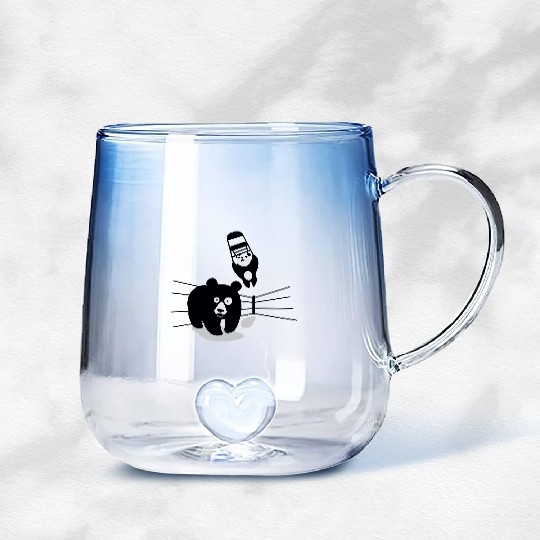 Panda vs Grizzly in wrestling ring. Kung fu Gradient Glass Mugs