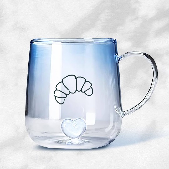 Irregular croissant outline cute food Gradient Glass Mugs