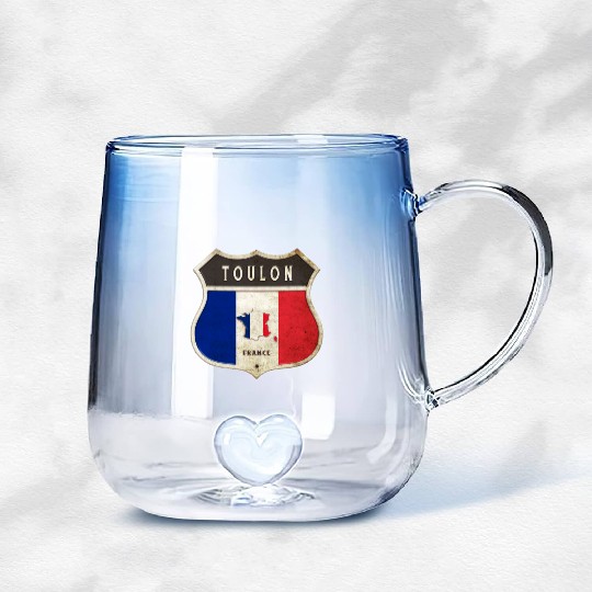 Toulon France coat of arms flags design Gradient Glass Mugs