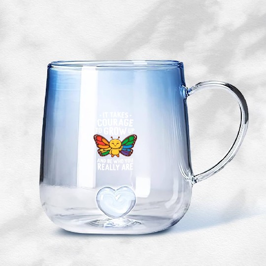Gay Pride Month Monarch Butterfly Coming Out Of Gradient Glass Mugs