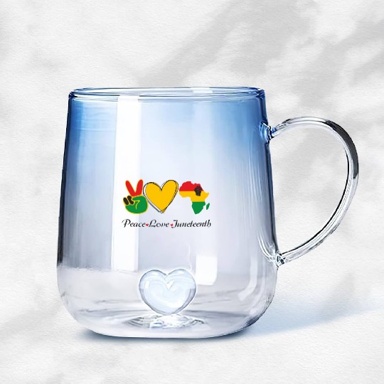 Peace Love Juneteenth, Freedom Day America African Gradient Glass Mugs