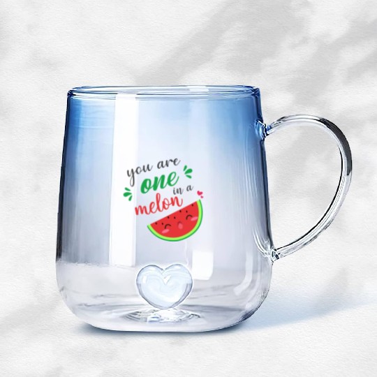 you are one in a melon- cute watermelon Gradient Glass Mugs