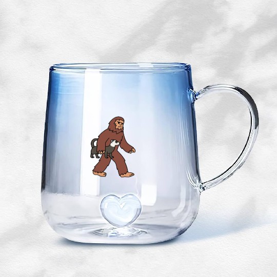 Bigfoot Sasquatch Walking Ferret Gradient Glass Mugs