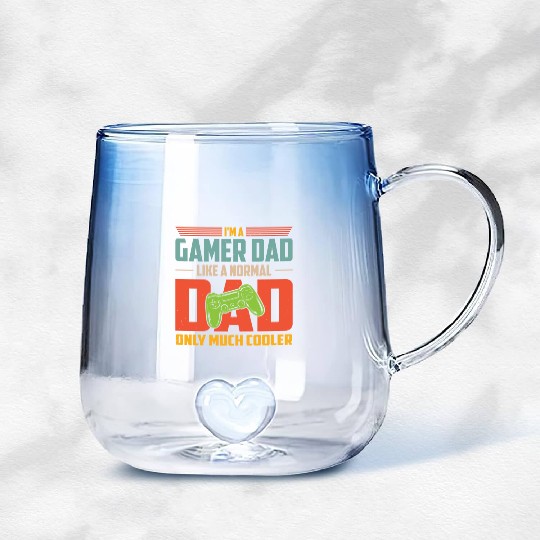 Gamer Gaming dad fathers day Gradient Glass Mugs