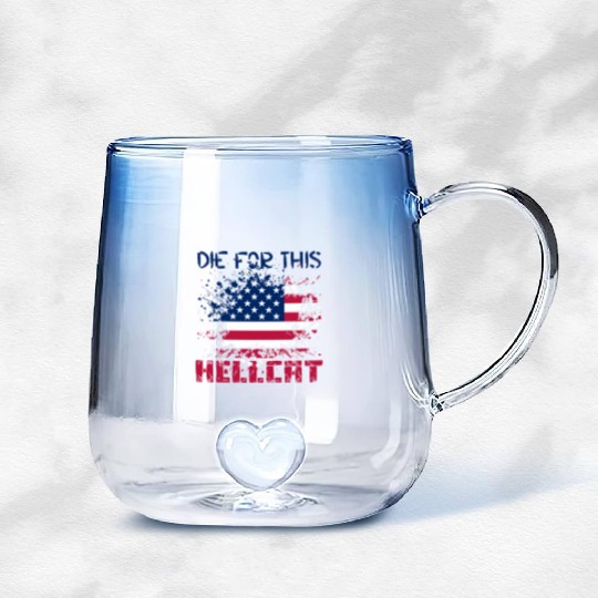 Die For This Hellcat- Vintage US Flag Gradient Glass Mugs