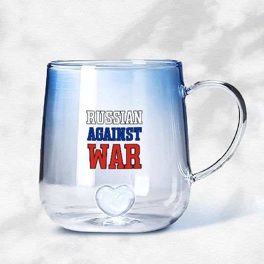 Russian Against war outline Gradient Glass Mugs