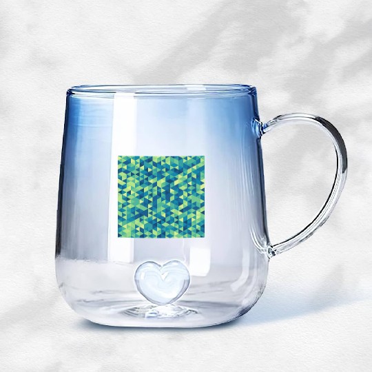 Geometric Hexagon Pattern Blue Yellow Green Gradient Glass Mugs