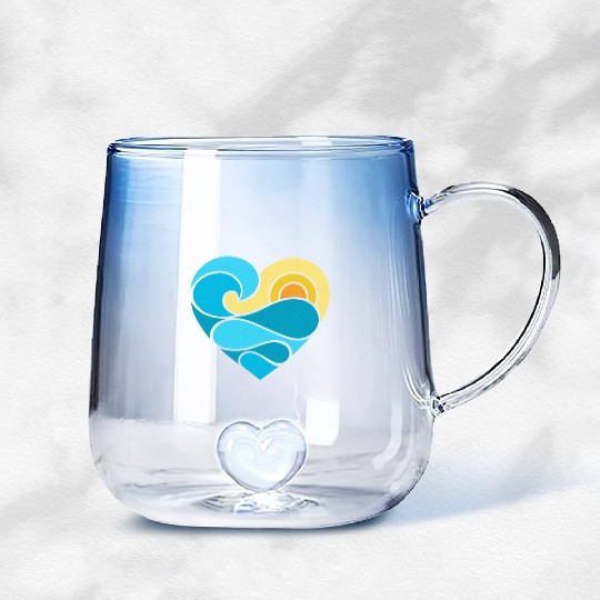 Summer Heart Ocean Gradient Glass Mugs