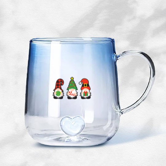 Christmas Gnomes with candy cane, gift Gradient Glass Mugs