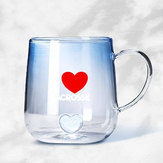 I Love Lacrosse Red Heart Lacrosse Lover Lacrosse Gradient Glass Mugs
