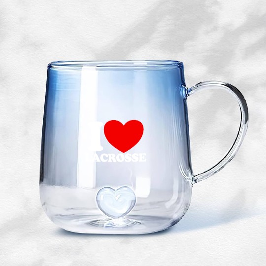 I Love Lacrosse Red Heart Lacrosse Lover Lacrosse Gradient Glass Mugs