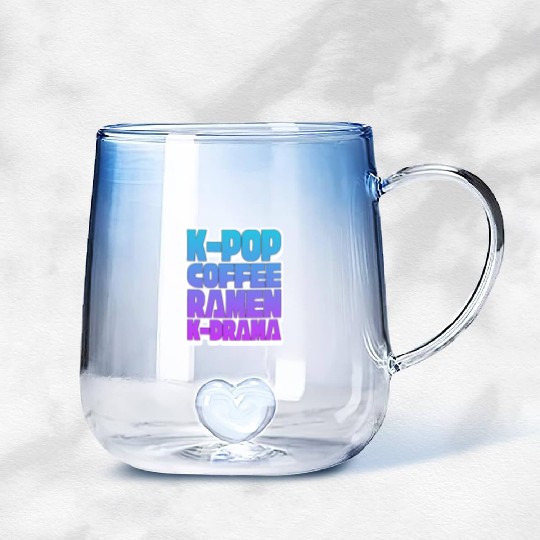 K-Pop Coffee Ramen K-Drama Gradient Glass Mugs