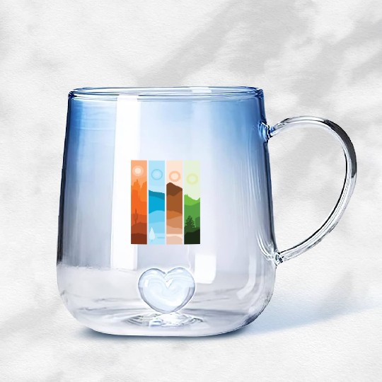 Artistic Nature Wilderness Mountain Landscape Gradient Glass Mugs