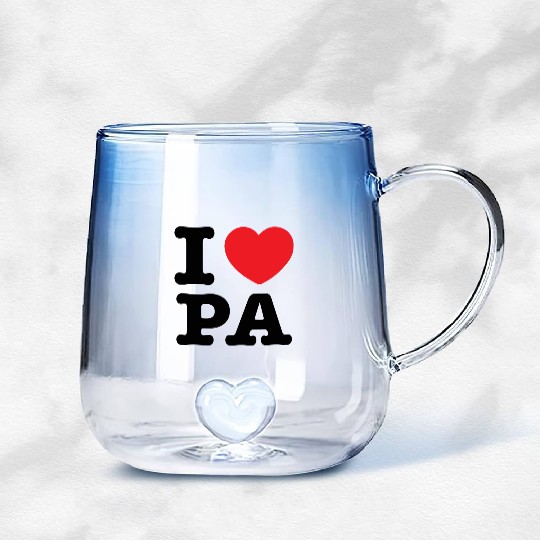 I LOVE PA, I Love Pennsylvania Gradient Glass Mugs