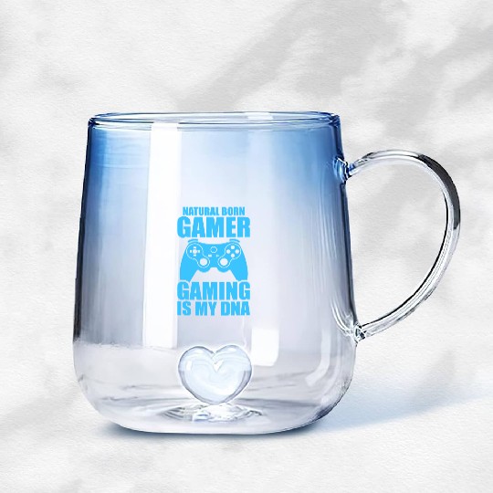 Natural Born Gamer Gaming Is My DNA Gradient Glass Mugs