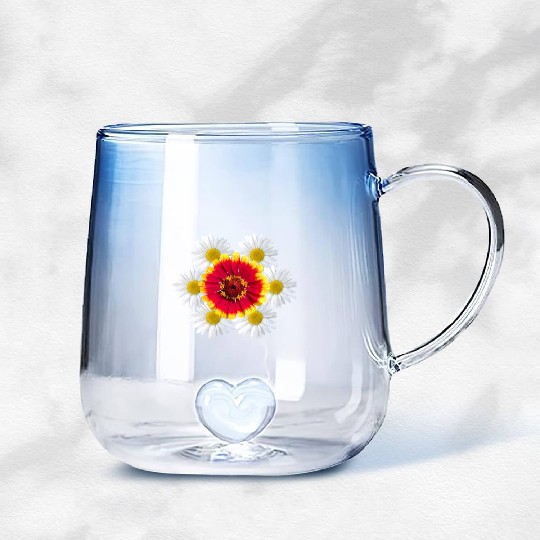 zinnia blossom daisy flower blooms flowerpattern Gradient Glass Mugs