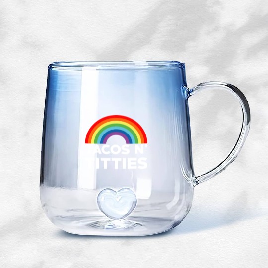 Tacos and Titties Funny LGBT Gay Pride Gifts LGBTQ Gradient Glass Mugs