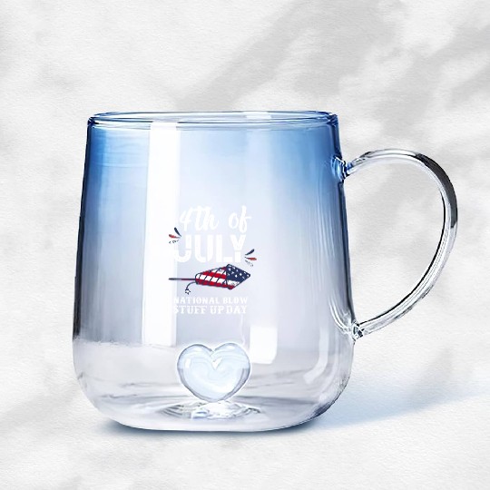 July 4th National Fireworks Day Gradient Glass Mugs
