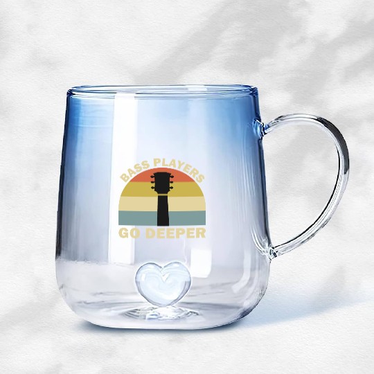 Bass Players Go Deeper - Guitar Guitarist Funny Gradient Glass Mugs