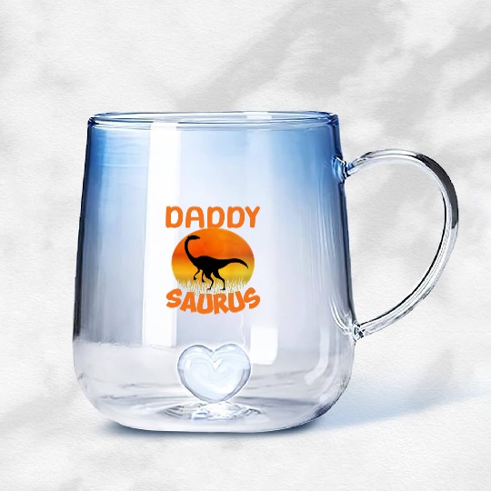 Daddysaurus Papasaurus Gradient Glass Mugs