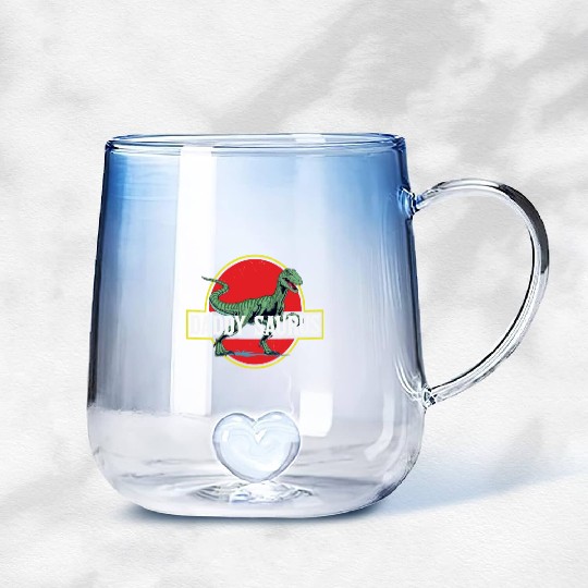 Daddysaurus Papasaurus Gradient Glass Mugs