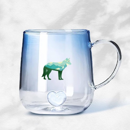 Mountain Wolf Gradient Glass Mugs