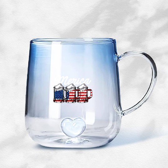 Beer USA Flag Merica Gradient Glass Mugs