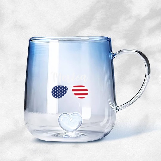 Merica Red Whie And Blue Stars Stripes Sunglasses Gradient Glass Mugs