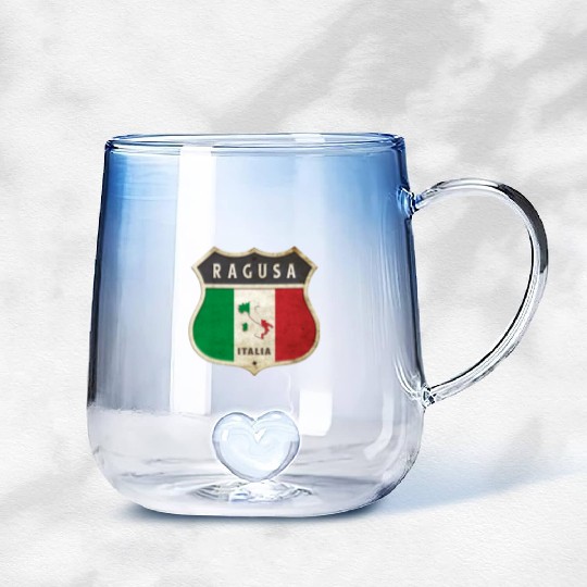 Ragusa Italy coat of arms flags design Gradient Glass Mugs