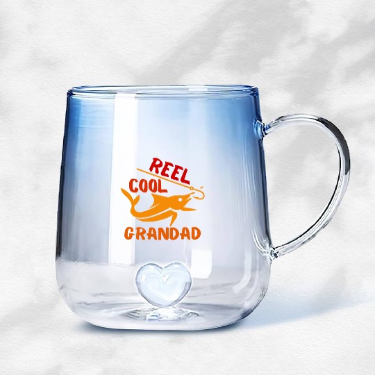 REEL COOL GRANDAD, FISHERMAN, GRANDPA Gradient Glass Mugs