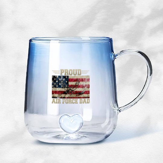 Proud Air Force Dad Veteran Us Flag Gradient Glass Mugs