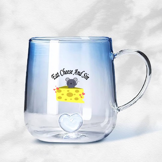 Eat cheese and sin, Best Street art! Classic Gradient Glass Mugs
