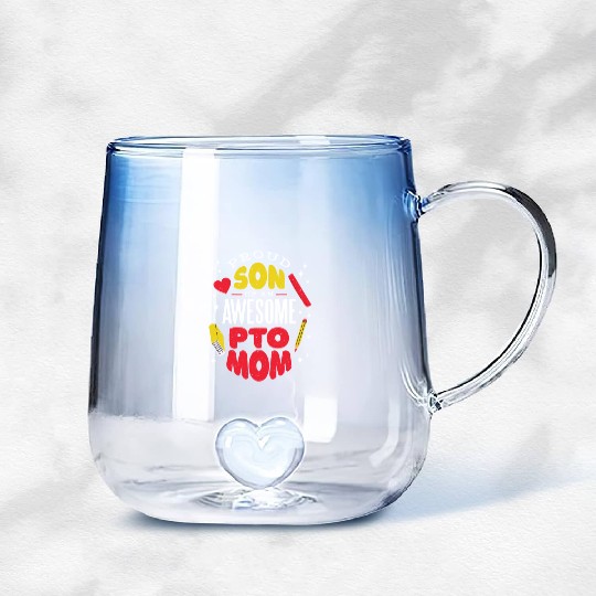Son of an awesome Pto Mom Son of an awesome Pto Mo Gradient Glass Mugs
