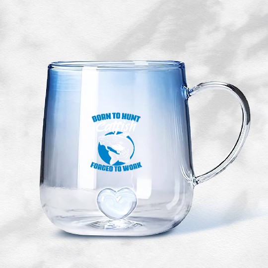 Born To Hunt Forced To Work Funny Catfish Hunting Gradient Glass Mugs