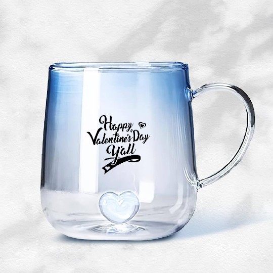 HappyValentinesDayY all Valentines Gradient Glass Mugs