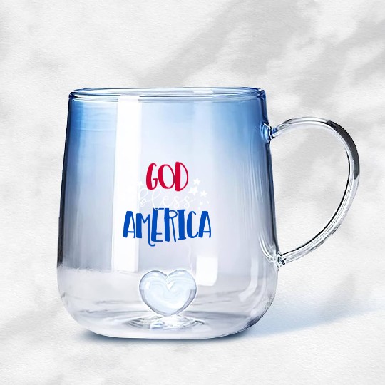 God Bless America Patriotic American 4th of Julygo Gradient Glass Mugs