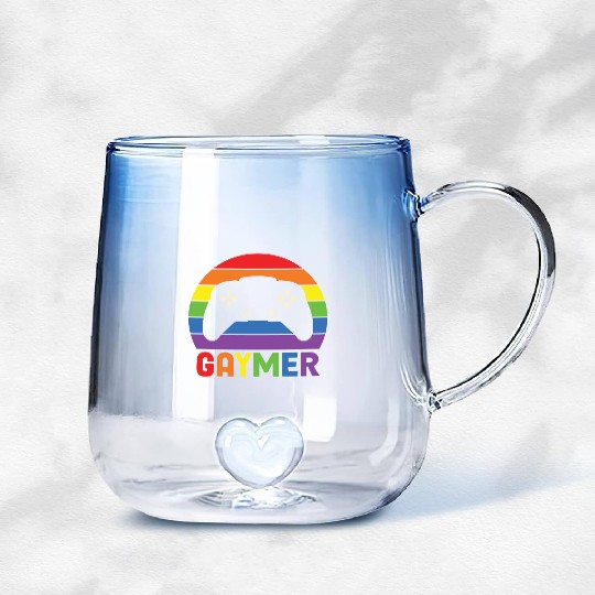 LBGT Flag Gay Pride Human Gaymer Gamer Gradient Glass Mugs