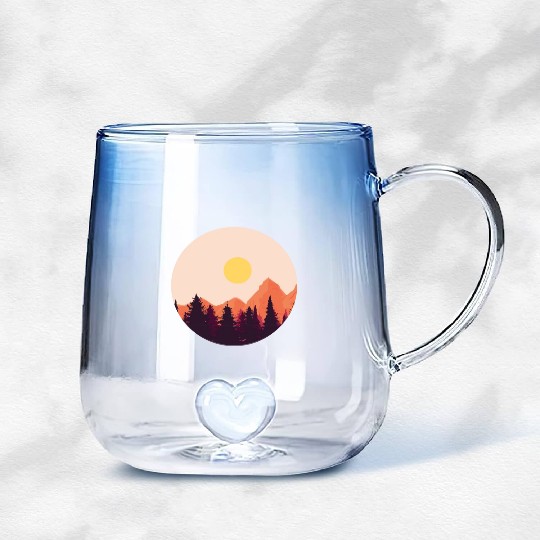 sunset horizon mountains Gradient Glass Mugs