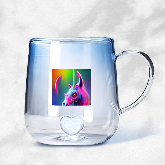 Heavy metal rainbow ultra unicorn Gradient Glass Mugs