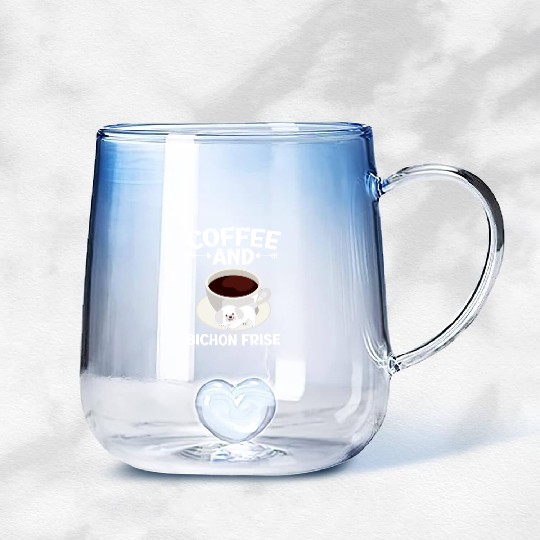 Coffee And Bichon Frise Curly Hair Pup Puppy Lover Gradient Glass Mugs